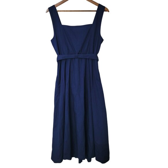 J.Crew Button-Front Belted Midi Dress Womens Size 10 Navy NWT - Picture 2 of 7
